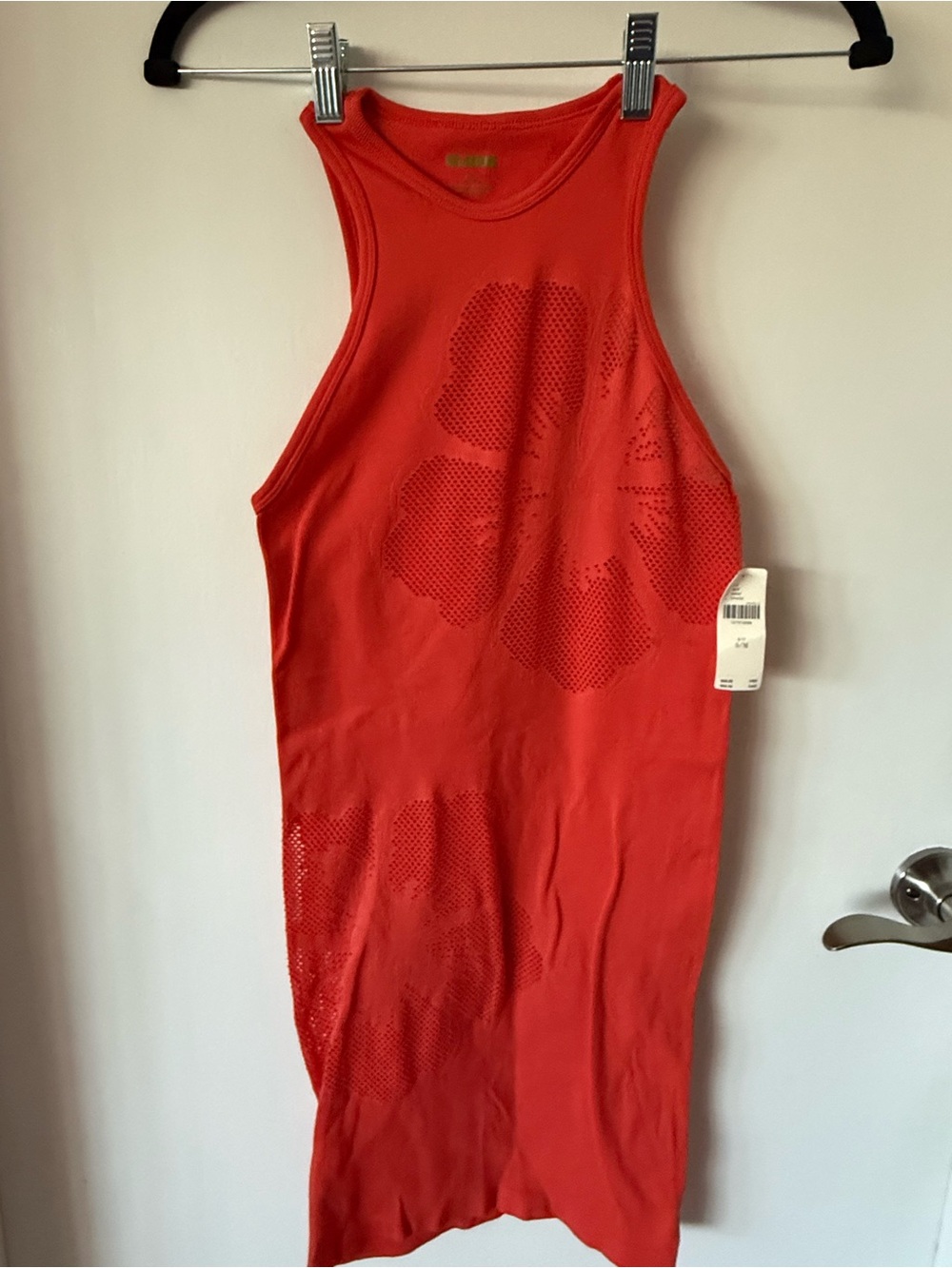 Anthropologie Red Midi Tank Dress with Perforated Floral Detail